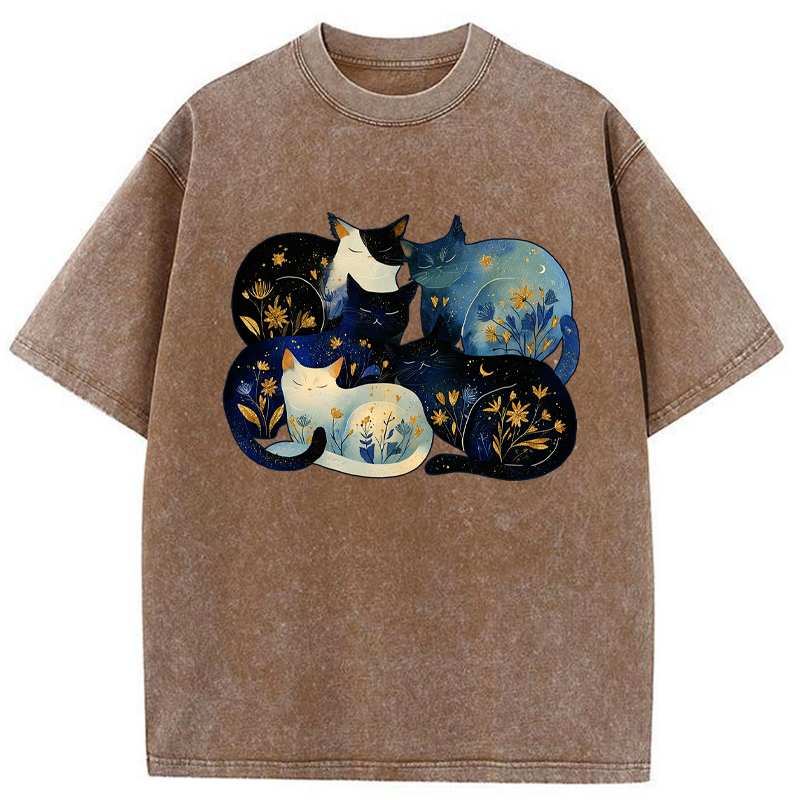 Tokyo-Tiger Recharging Cats Washed T-Shirt