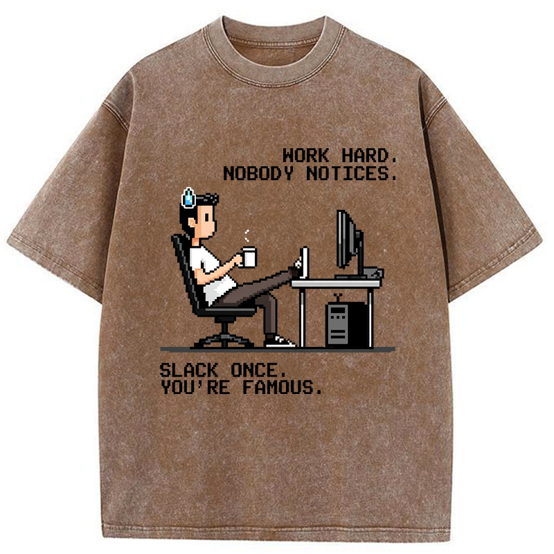 Tokyo-Tiger Hard Work, Who Cares? Washed T-Shirt