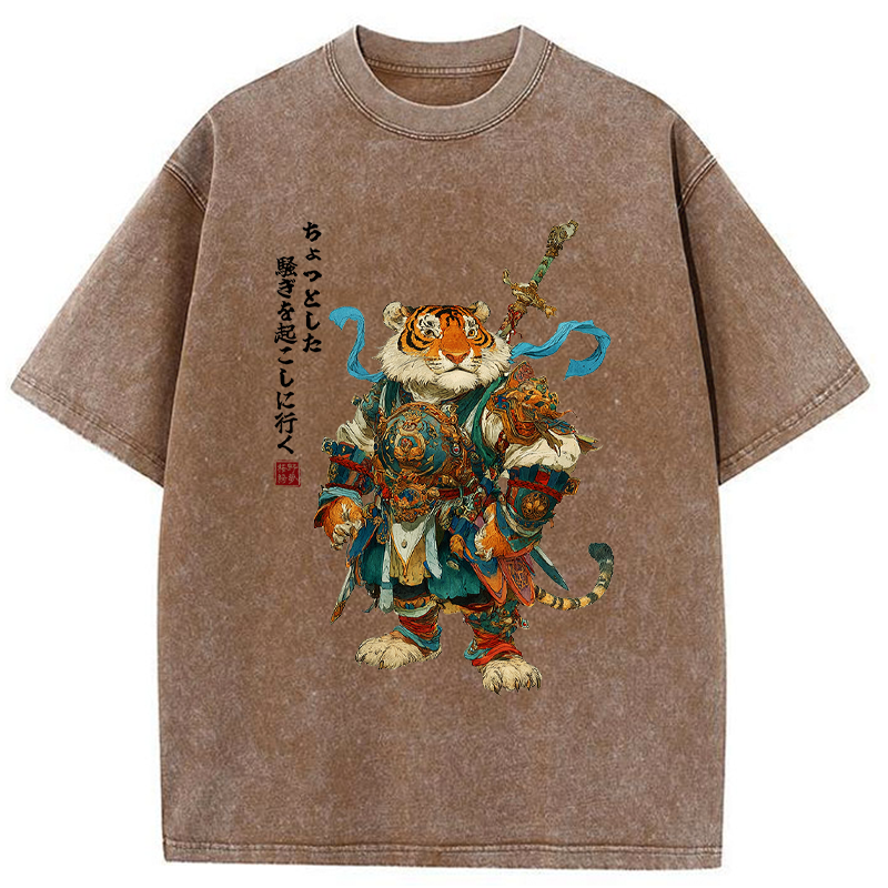 Tokyo-Tiger Off to stir up some trouble Washed T-Shirt