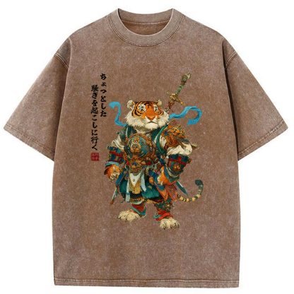 Tokyo-Tiger Off to stir up some trouble Washed T-Shirt