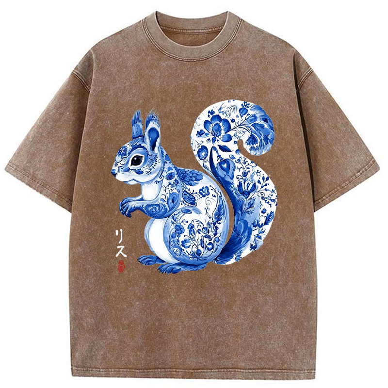 Tokyo-Tiger Porcelain Squirrel Washed T-Shirt