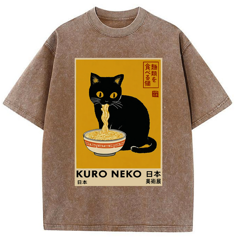 Tokyo-Tiger Kuro Neko Ramen Washed T-Shirt