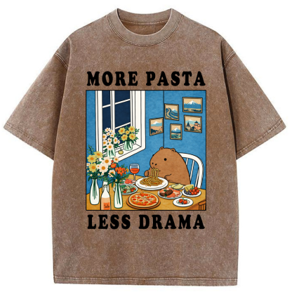 Tokyo-Tiger Capybara：More Pasta, Less Drama Washed T-Shirt