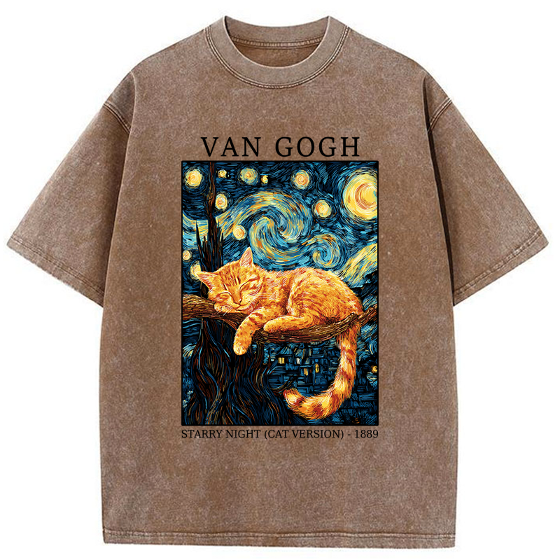 Tokyo-Tiger Starry Cat Dreams Washed T-Shirt