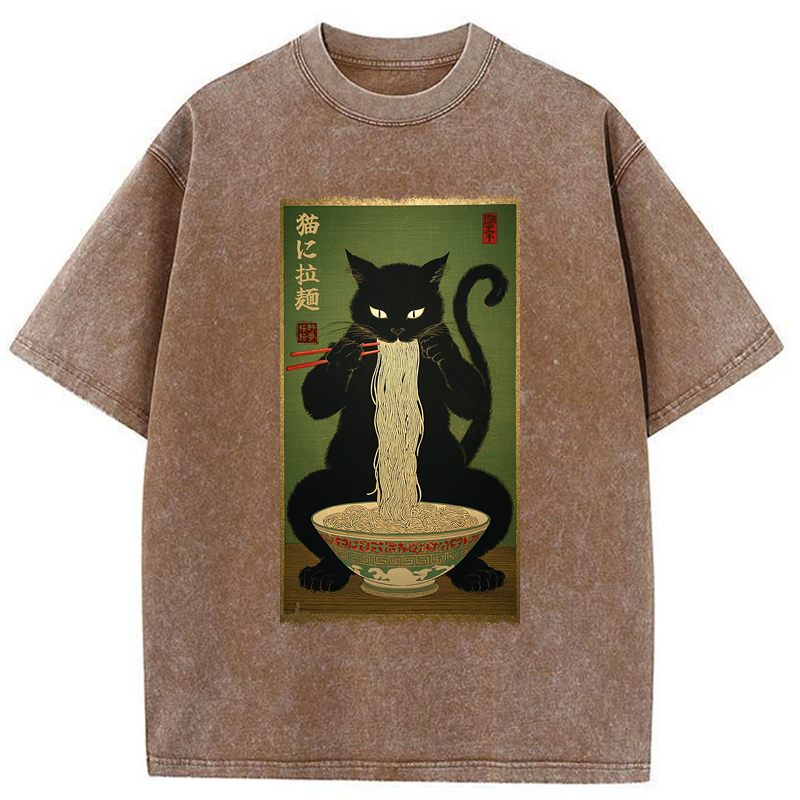 Tokyo-Tiger Noodle Master Cat Washed T-Shirt