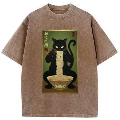 Tokyo-Tiger Noodle Master Cat Washed T-Shirt
