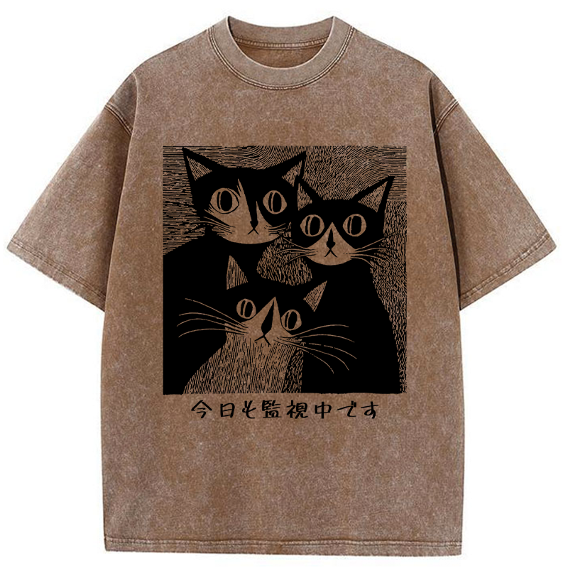 Tokyo-Tiger Feline Surveillance Squad Washed T-Shirt