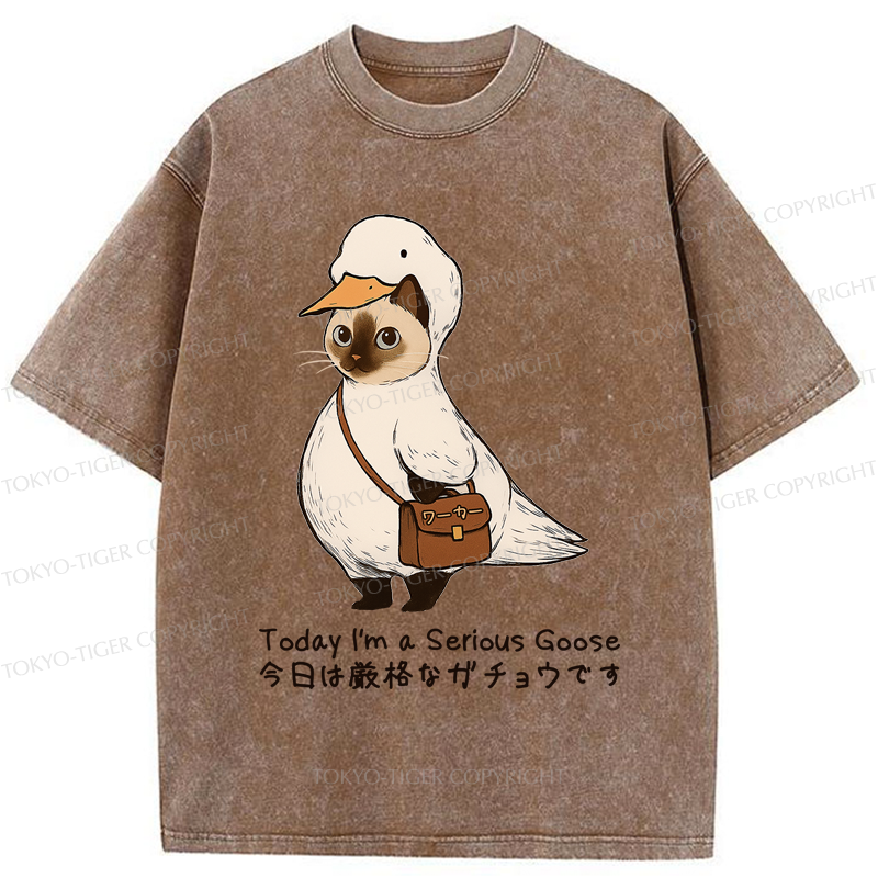 Tokyo-Tiger Funny Cat to be Serious Goose meme Washed T-Shirt