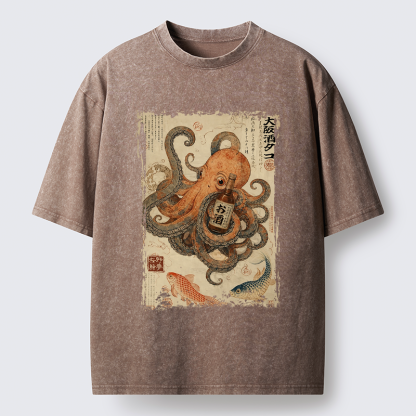 Tokyo-Tiger Osaka Sake & Octopus Washed T-Shirt