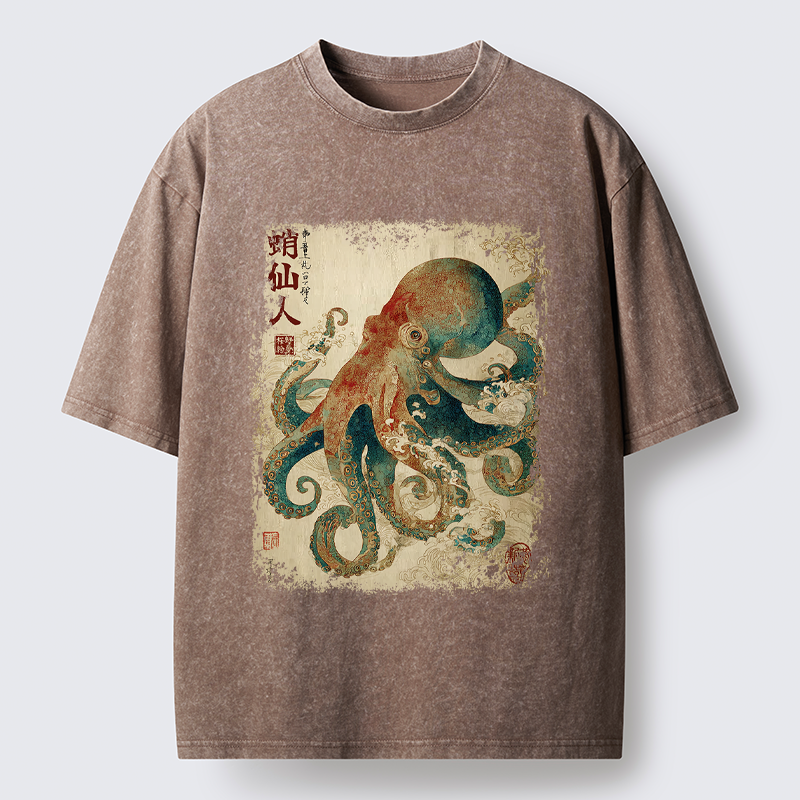 Tokyo-Tiger Tentacles of Wisdom Washed T-Shirt