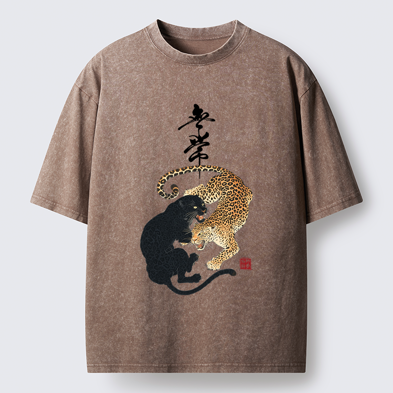 Tokyo-Tiger Impermanence Balance-Leopard Washed T-Shirt