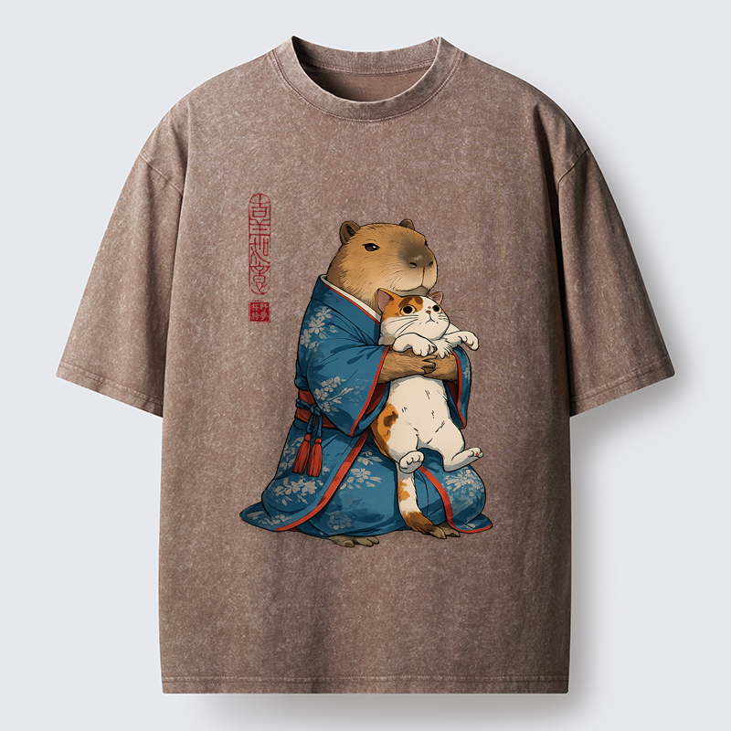Tokyo-Tiger Furry Friends in Harmony Washed T-Shirt