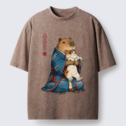 Tokyo-Tiger Furry Friends in Harmony Washed T-Shirt