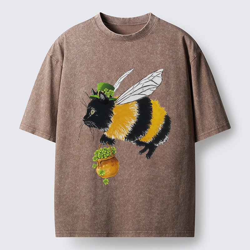 Tokyo-Tiger Lucky Buzz Cat Washed T-Shirt
