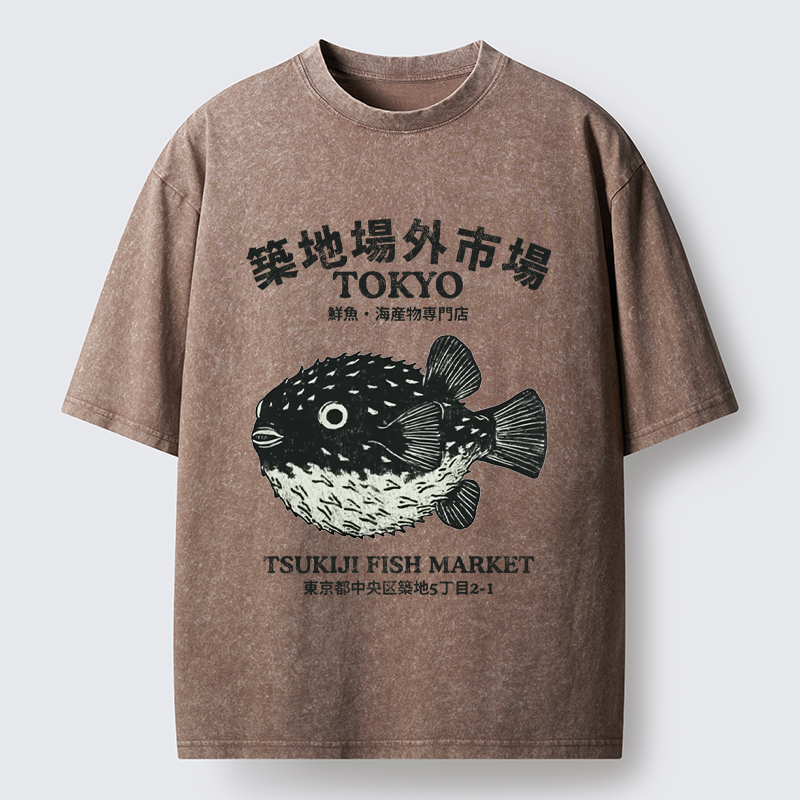 Tokyo-Tiger Pufferfish Tokyo Washed T-Shirt