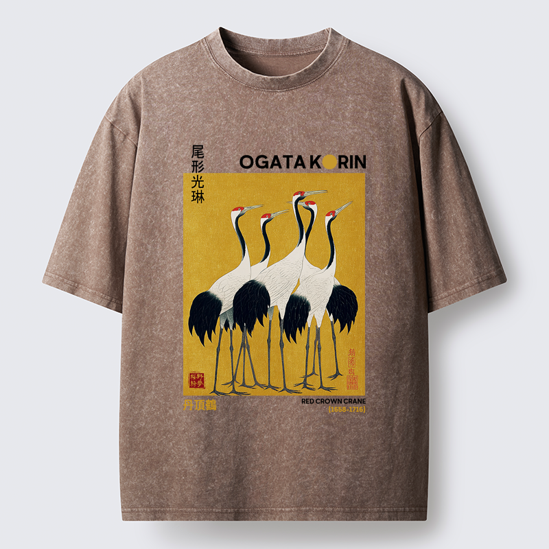 Tokyo-Tiger Dance of Cranes Washed T-Shirt