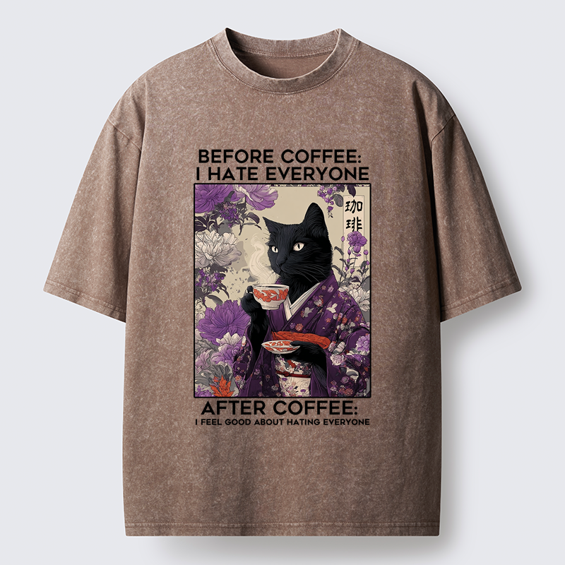 Tokyo-Tiger Coffee First, Humans Later Washed T-Shirt