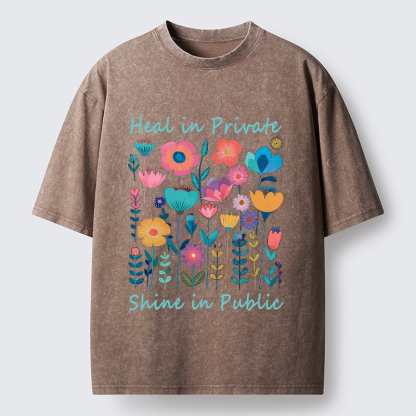 Tokyo-Tiger Wildflower Growth:The "Heal & Shine"Aesthetic Washed T-Shirt