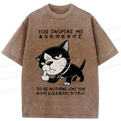 Tokyo-Tiger Funny Cat doesn't want to be you meme Washed T-Shirt