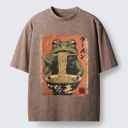 Tokyo-Tiger The Ramen Frog Poster Washed T-Shirt