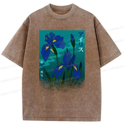 Tokyo-Tiger Iris flower-Hope and Courage Poster Washed T-Shirt
