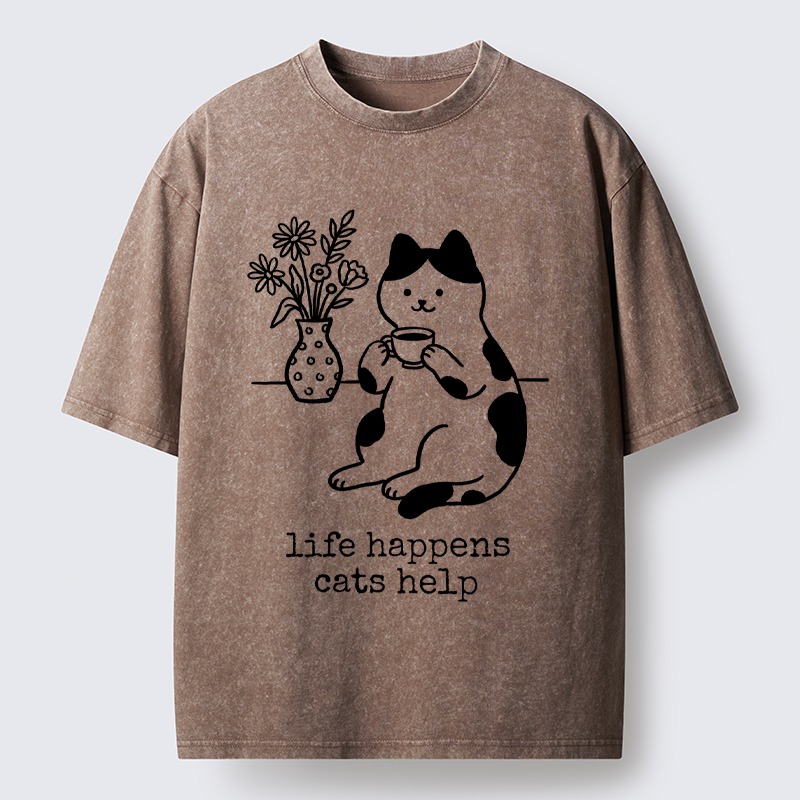 Tokyo-Tiger The "Everything's Fine"Cat Washed T-Shirt