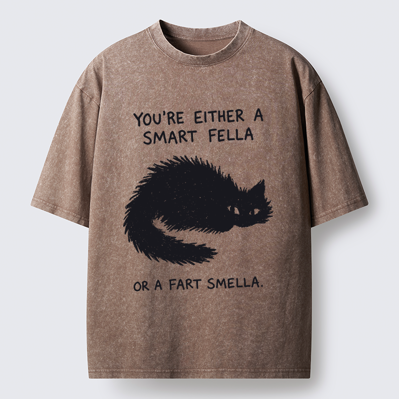 Tokyo-Tiger "Smart Fella" Punny Cat Washed T-Shirt