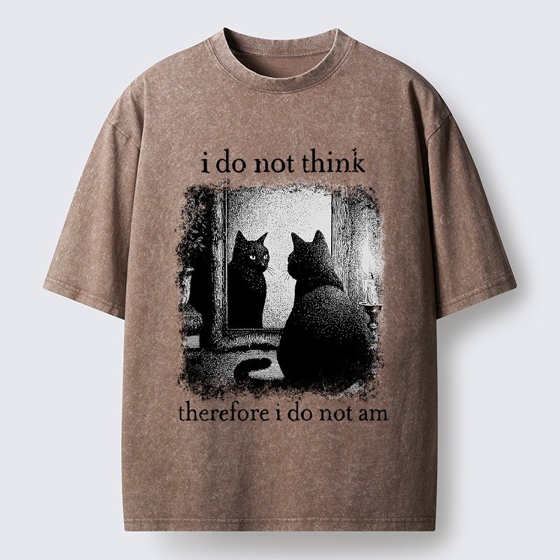 Tokyo-Tiger Funny Cat Philosophical Washed T-Shirt
