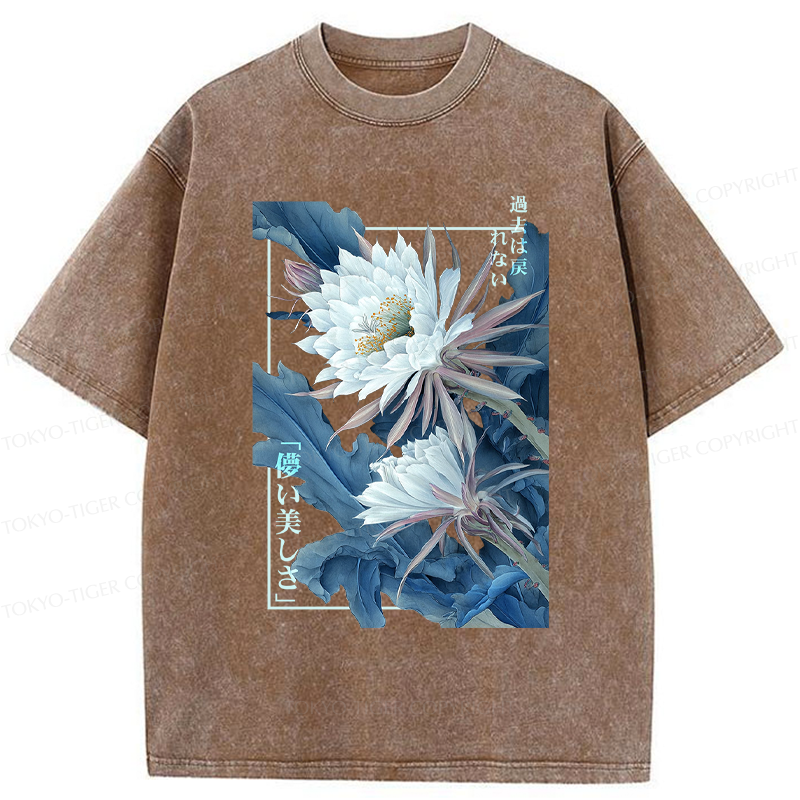 Tokyo-Tiger Vintage Epiphyllum-Short-lived beauty Poster Washed T-Shirt