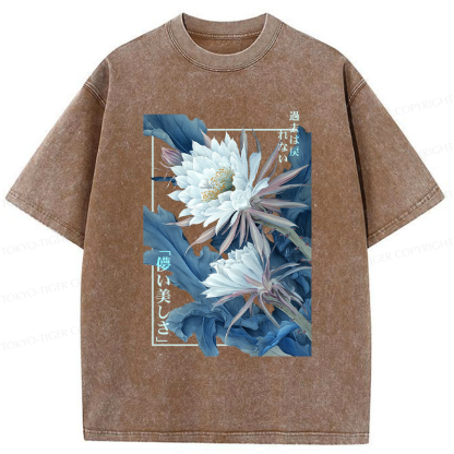 Tokyo-Tiger Vintage Epiphyllum-Short-lived beauty Poster Washed T-Shirt