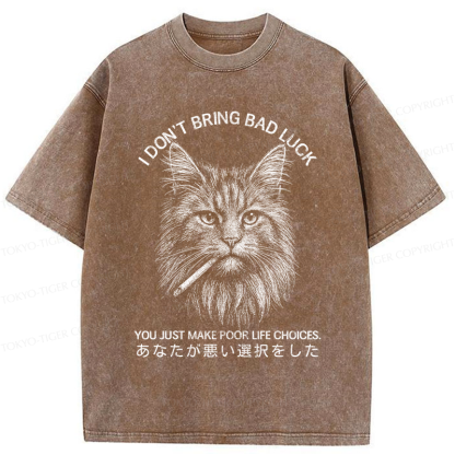 Tokyo-Tiger Cat Don't Bring Bad Luck–It’s Up To You Washed T-Shirt