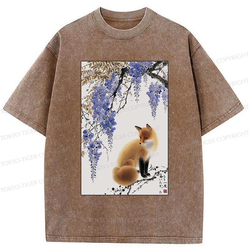 Tokyo-Tiger I Wished To See You Again-Fox & Wisteria Washed T-Shirt