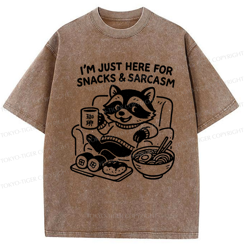 Tokyo-Tiger Funny Raccoons for snacks and sarcasm Washed T-Shirt