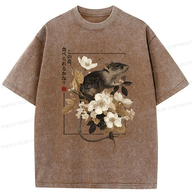Tokyo-Tiger Can This Flower Be Eaten?-Mouse Washed T-Shirt