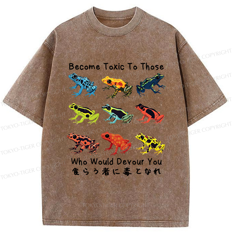 Tokyo-Tiger Funny Frog Poison Your Devourers Washed T-Shirt