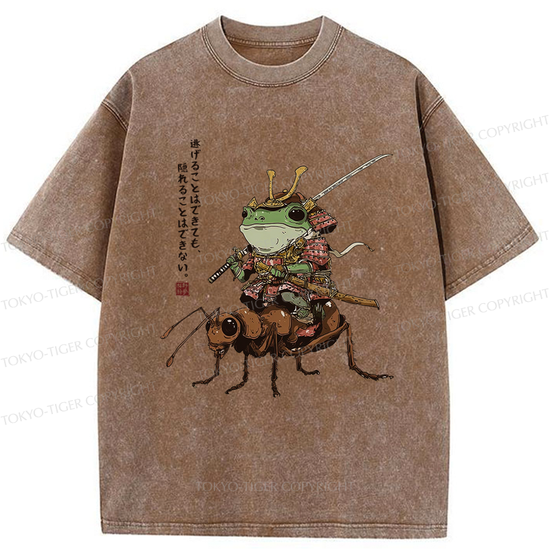 Tokyo-Tiger Frog Samurai：You Can Run But You Can't Hide Washed T-Shirt