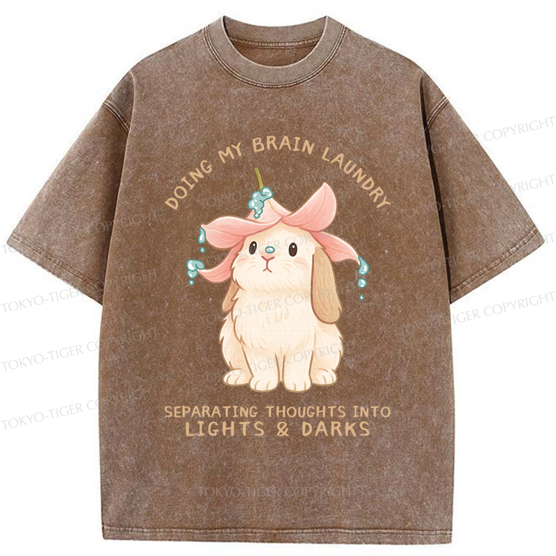 Tokyo-Tiger Flower Hat Bunny: Brain Laundry Washed T-Shirt