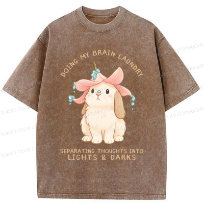 Tokyo-Tiger Flower Hat Bunny: Brain Laundry Washed T-Shirt