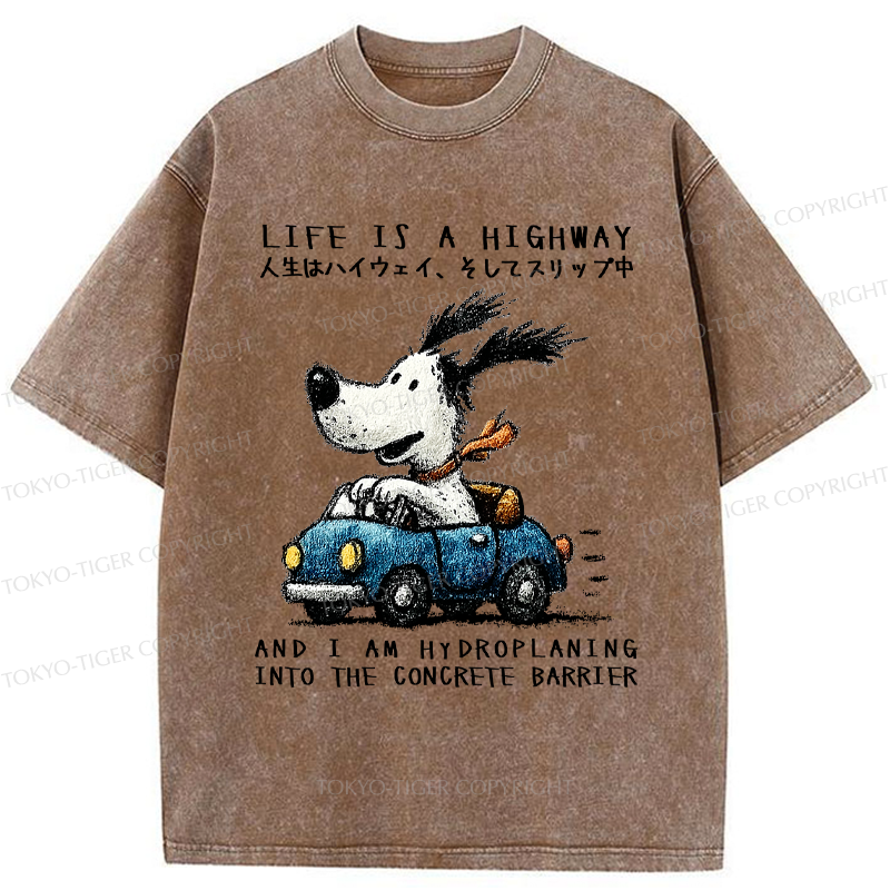 Tokyo-Tiger Losing Control On Life’s Highway Washed T-Shirt