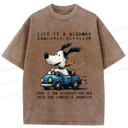 Tokyo-Tiger Losing Control On Life’s Highway Washed T-Shirt