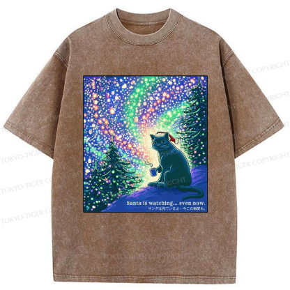 Tokyo-Tiger Santa Is Watching... Even Now Washed T-Shirt