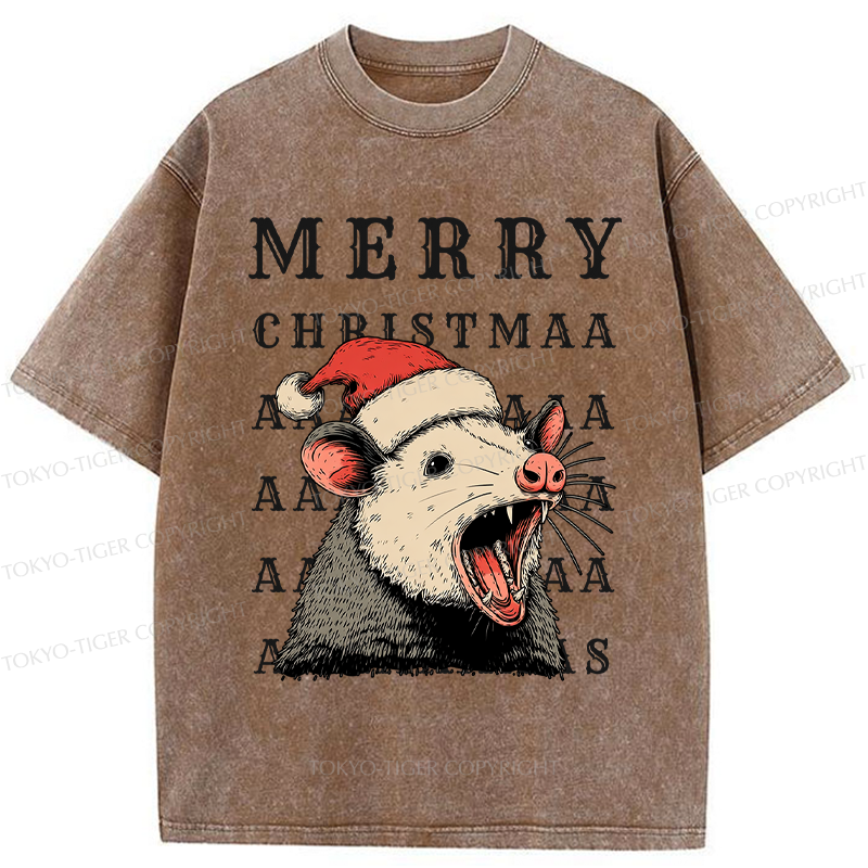 Tokyo-Tiger Opossum Merry Scream-mas Washed T-Shirt