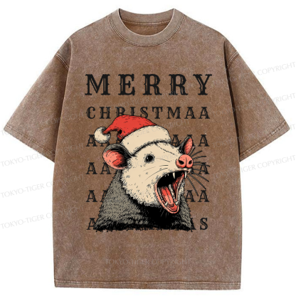 Tokyo-Tiger Opossum Merry Scream-mas Washed T-Shirt