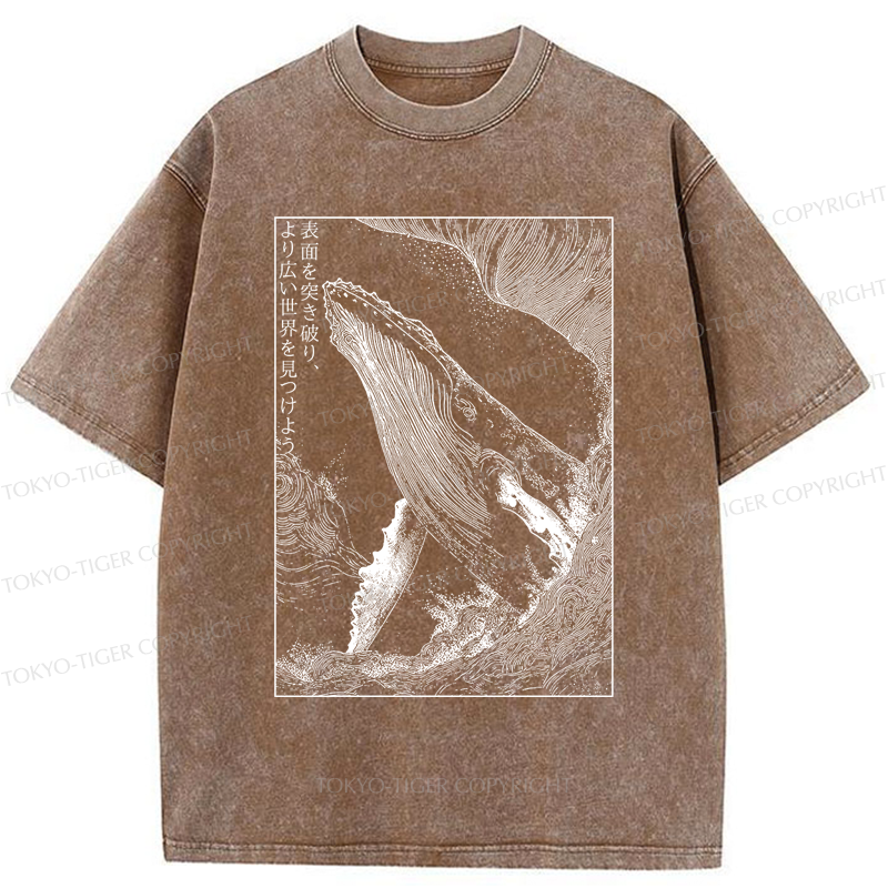 Tokyo-Tiger Whale：Break the surface, discover the world Washed T-Shirt