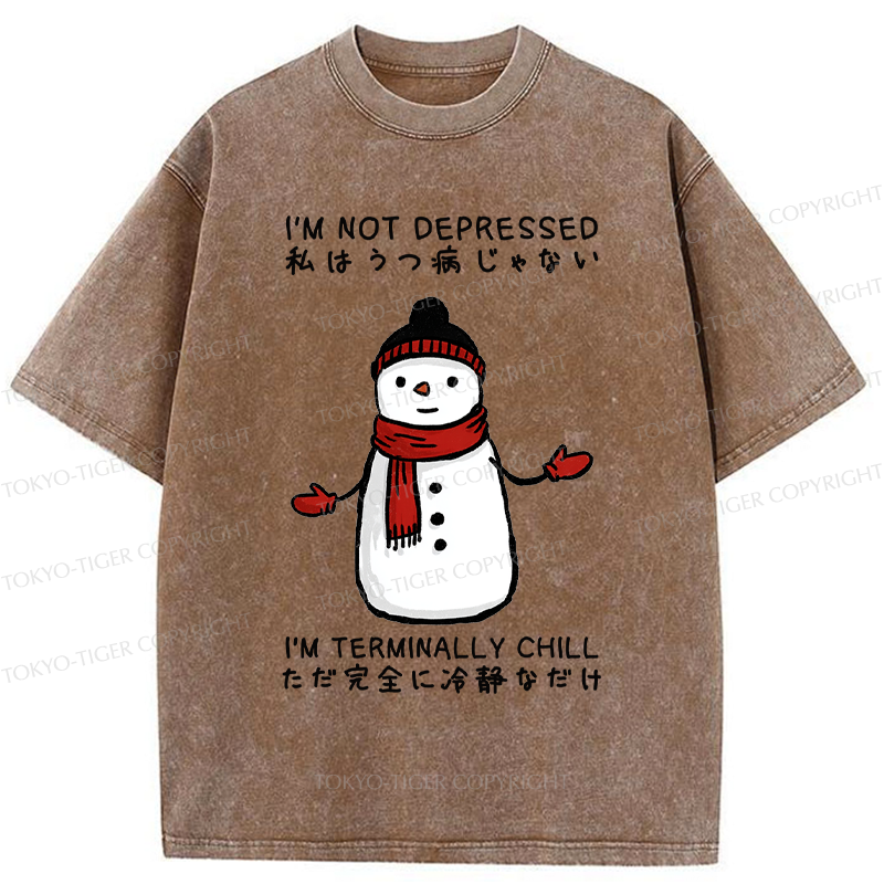 Tokyo-Tiger Ultimate Chill Snowman Zen Washed T-Shirt
