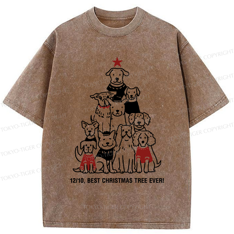 Tokyo-Tiger 12/10，Best Pupmas Tree Ever Washed T-Shirt