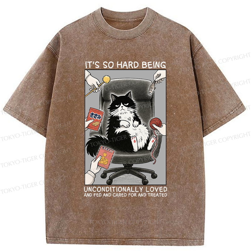 Tokyo-Tiger Funny Spoiled Cat Meme Comic Washed T-Shirt