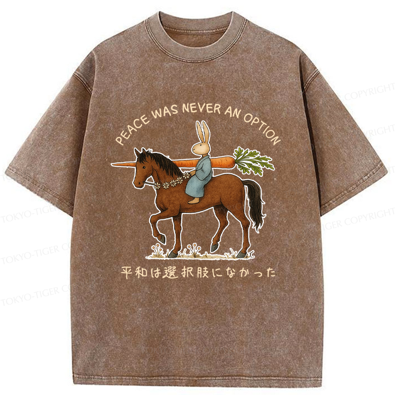 Tokyo-Tiger Funny Rabbit Samurai on Horseback Washed T-Shirt