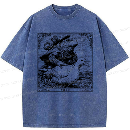 Tokyo-Tiger Frog Samurai and Goose Adventures Washed T-Shirt