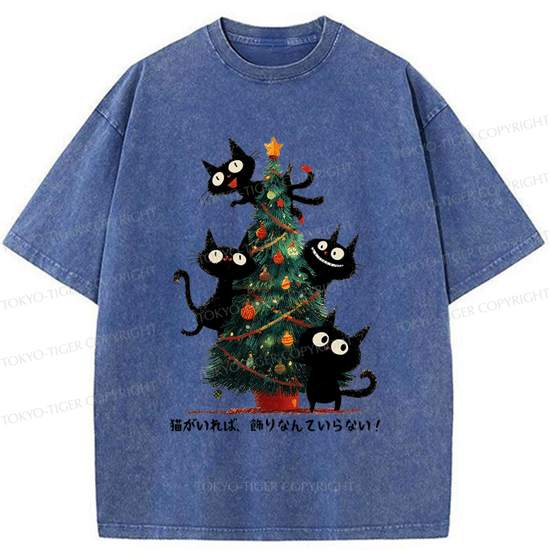 Tokyo-Tiger Who Needs Ornaments When You Have Cats? Washed T-Shirt